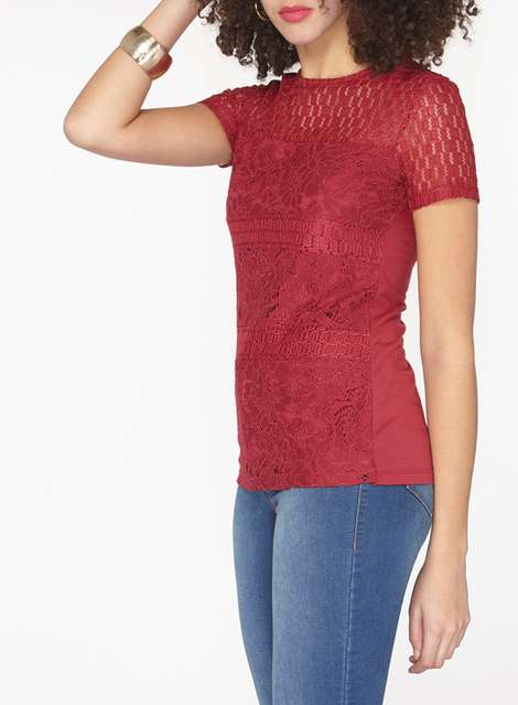 **Tall Berry Lace Panel Top
